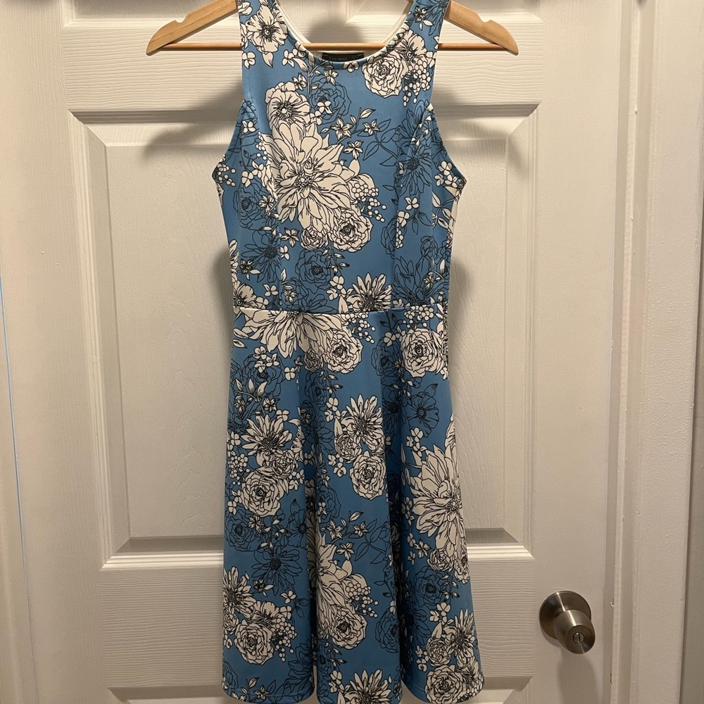 Soprano XS Flower Print Blue Dress